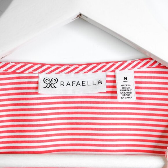 RAFAELLA Pink White Striped V Neck Embroidered 3/4 Sleeves Pull On Top -Size Med - Picture 5 of 11